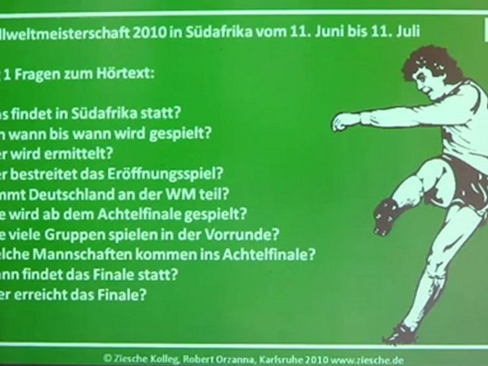 DSH Vorbereitung05 Fußballweltmeisterschaft2010 Übung01 Fragen
