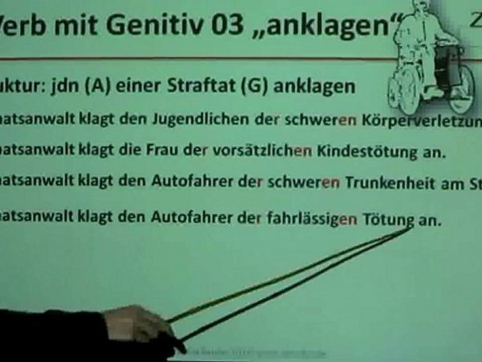 Deutsch lernen A2 Verben mit Genitiv: anklagen