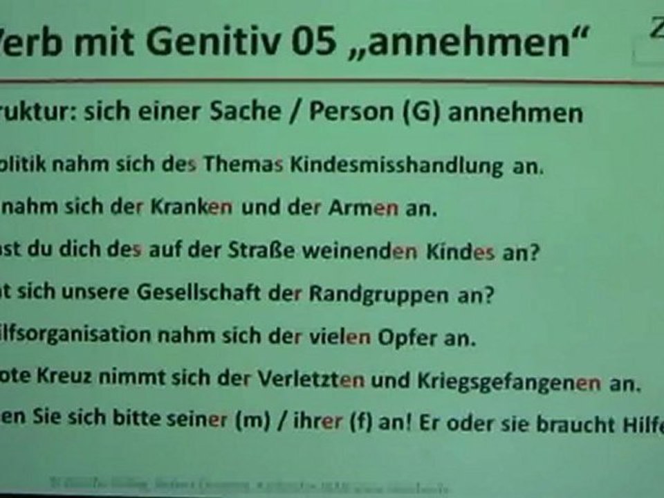 Deutsch lernen A2 Verben mit Genitiv: annehmen