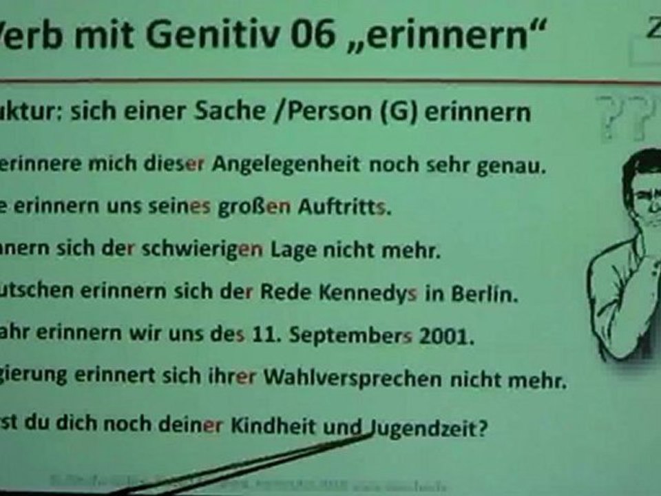 Deutsch lernen A2 Verben mit Genitiv: erinnern