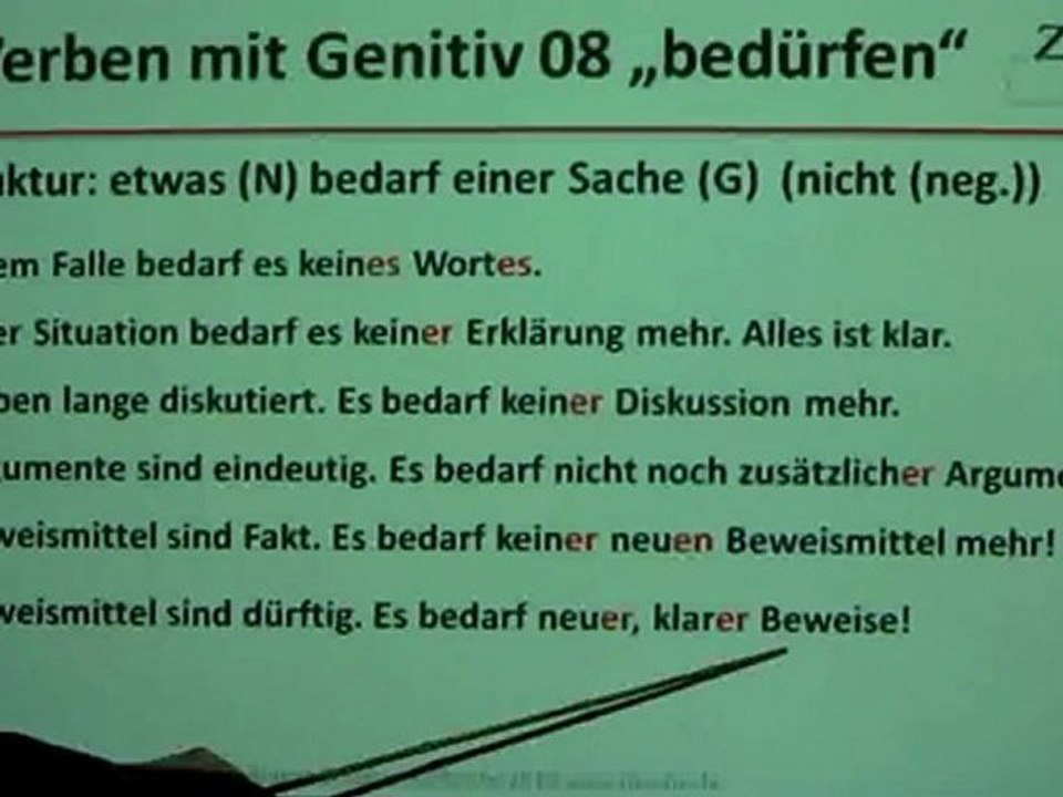 Deutsch lernen A2 Verben mit Genitiv: bedürfen