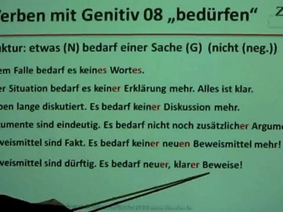 Deutsch lernen A2 Verben mit Genitiv: bedürfen