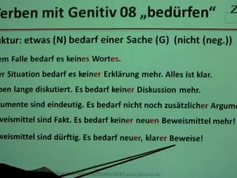 Deutsch lernen A2 Verben mit Genitiv: bedürfen