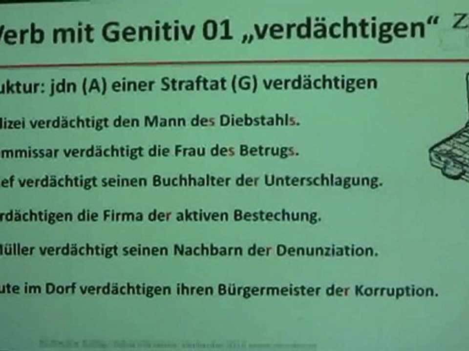 Deutsch lernen A2 Verben mit Genitiv: verdächtigen