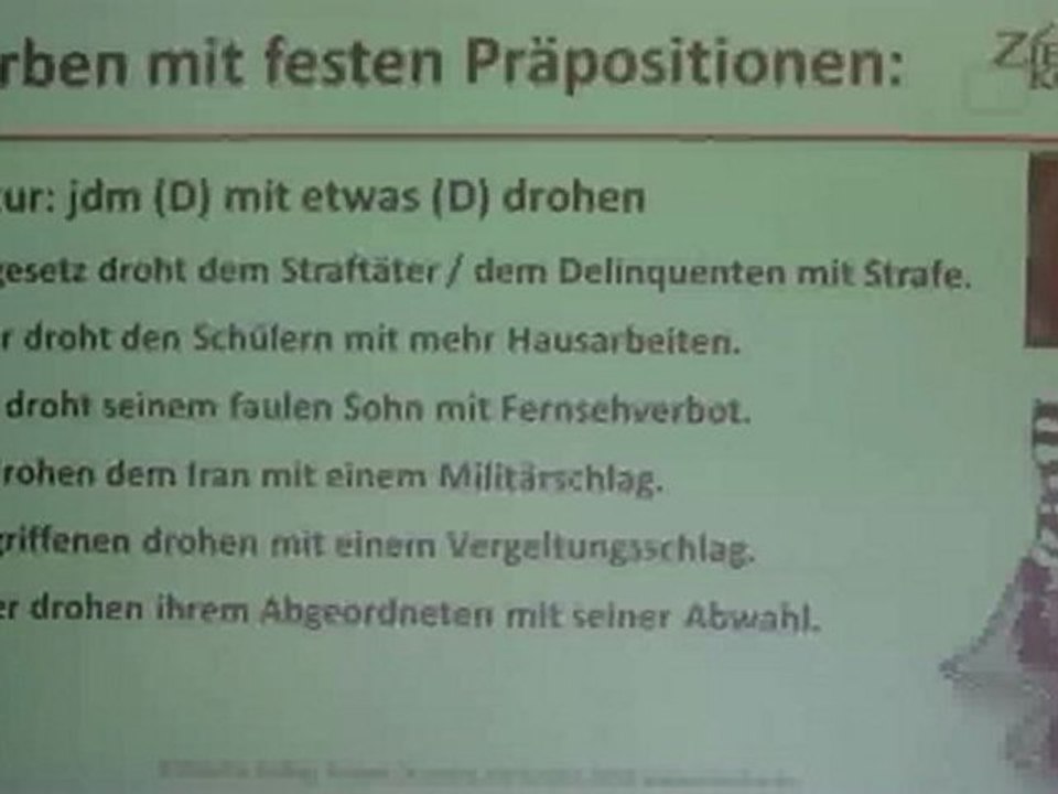 Deutsch lernen A2 Kap.07 drohen mit + D