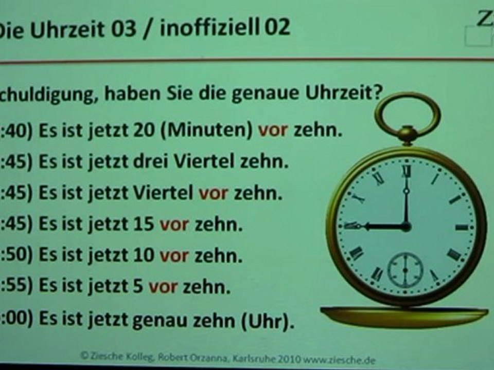 Deutsch lernen a1 die uhrzeit 03 inoffiziell 02