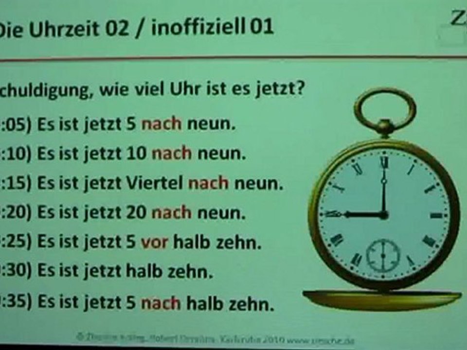 Deutsch lernen A1 Die Uhrzeit 02 inoffziell01
