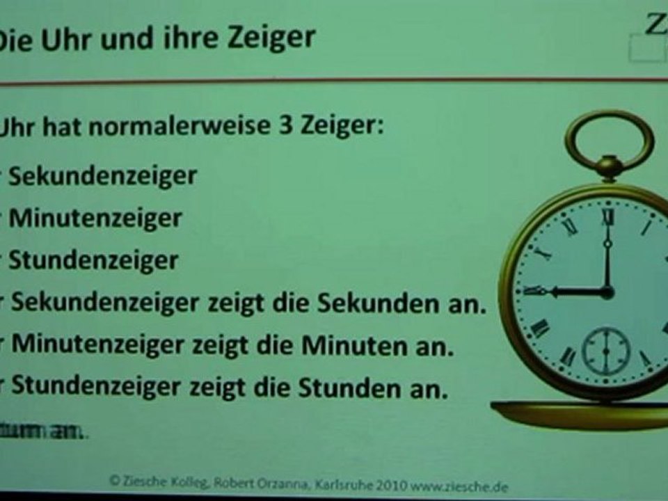 Deutsch lernen A1 Die Uhr und ihre Zeiger