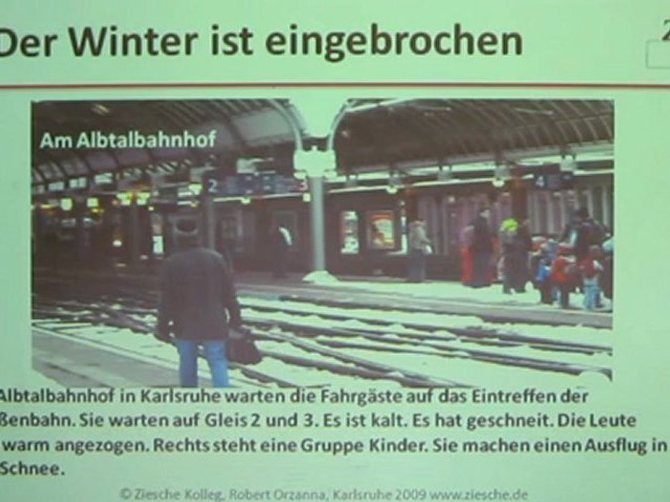 Deutsch lernen A1 Warten auf die Straßenbahn