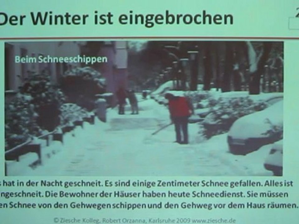 Deutsch lernen A1 Beim Schneeschippen