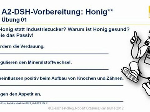 A2-DSH-Vorbereitung Passiv Übung 01 Honig statt Industrie-Zu