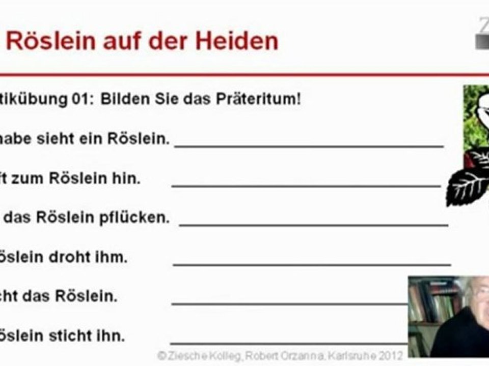 A1-A2 Kap. 10 Grammatik Präteritium  Üb.01 Roeslein auf der