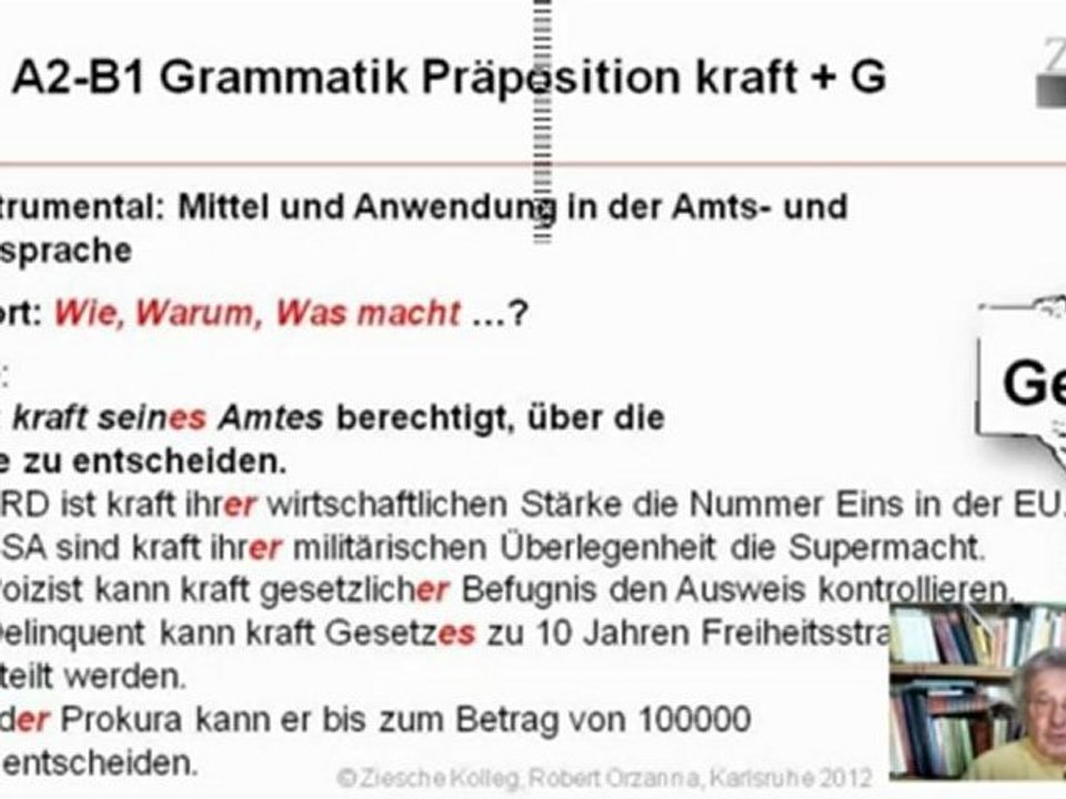 A1-A2 Praposition mit Genitiv kraft + G