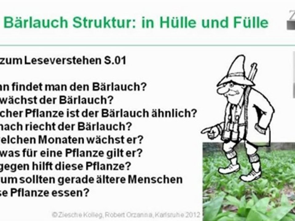 A1-A2 Fragen zum Lese- und Hörverstehen S.01 Bärlauch in Hülle und Füll