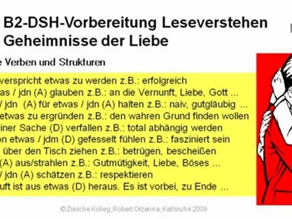 B2-DSH Vorbereitung Thema Liebe wichtige Verbstrukturen