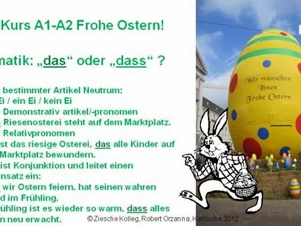 A1-A2 Frohe Ostern Grammatik das oder dass
