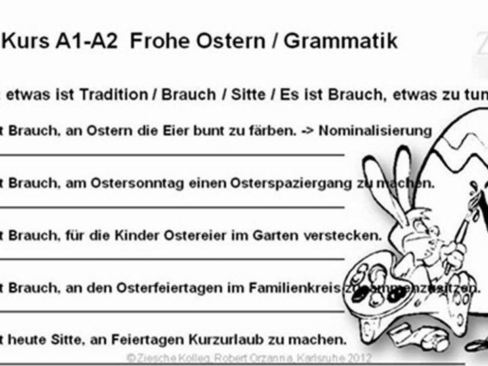 A1-A2 Grammatik Nominalisierung Hauptsatz-Konstruktion