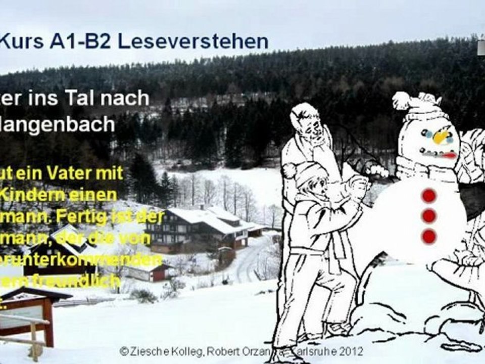 A1-A2 Leseverstehen Schneemann am Ortseingang Zwickgabel