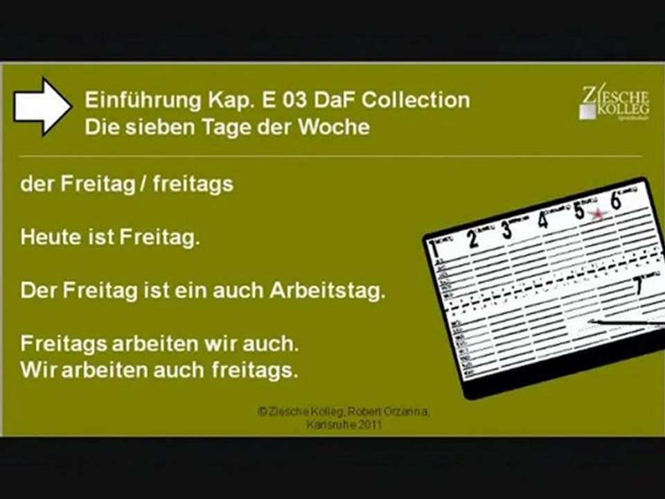 Kap  Einführung 03  Die sieben Wochentage Fr