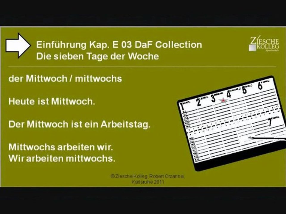 Kap  Einführung 03  Die sieben Wochentage Mi
