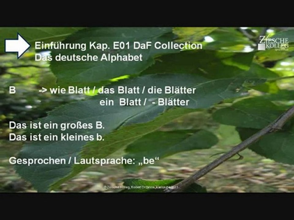 Kap. Einführung 01  Das deutsche Alphabet B wie Blatt