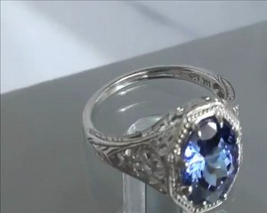Vintage 2ct Round Tanzanite 14k White Gold Cocktail Ring