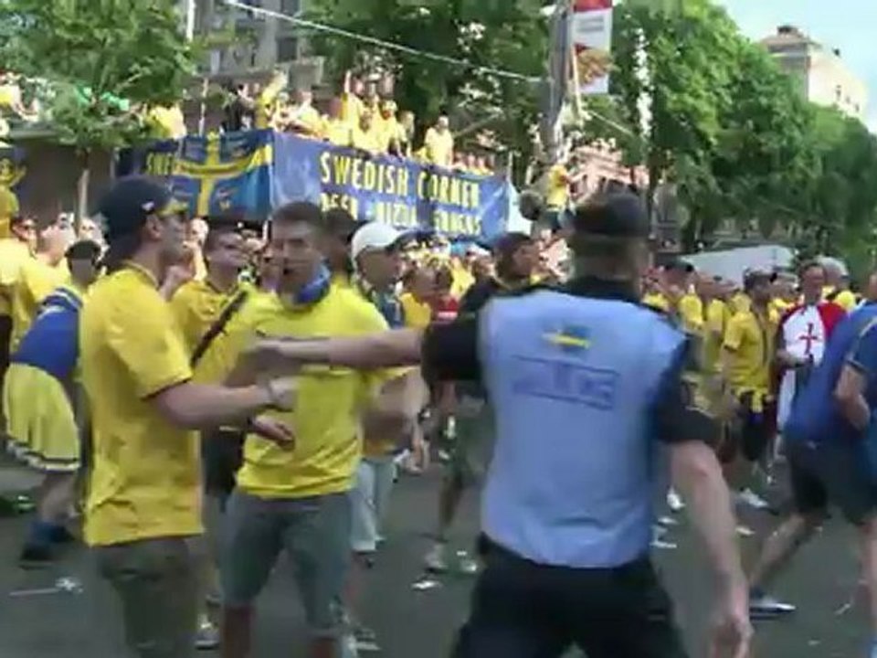England, Sweden fans clash ahead of Euro match