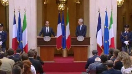 Roma - Conferenza stampa al termine dell'incontro Monti - Hollande (14.06.12)