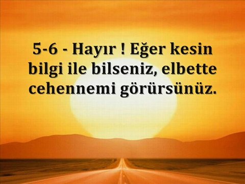 Elmalı Muhammed Hamdi Mealli Tekasur Suresi