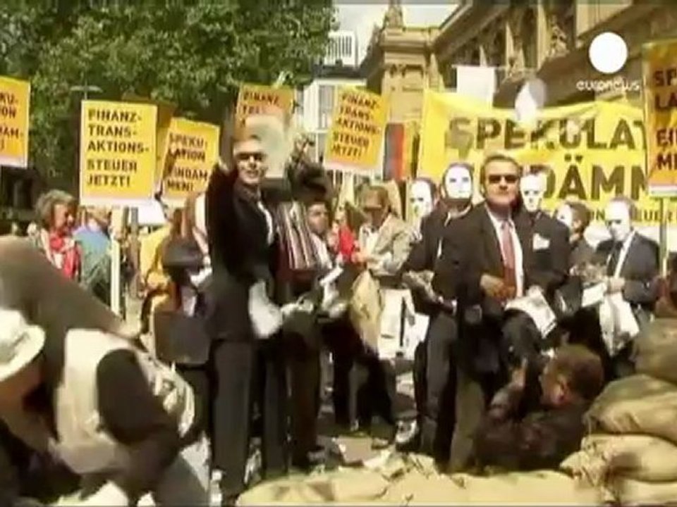 Germany protesters 'Attac' on financial transaction tax