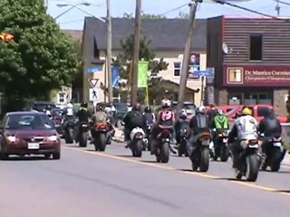 Motorcycles on St. George funeral for a young rider