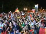 Los aficionados alemanes, disfrutando con su selección