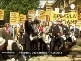 Frankfurt protesters demand tax on banks - no comment