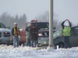 Car Hits Light Post Magnetic Hill SNOW, Moncton