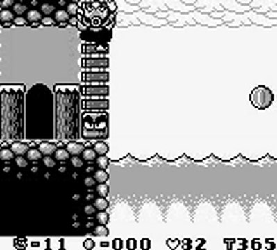 Wario Land 1 on GameBoy (in Black White) Level Sample