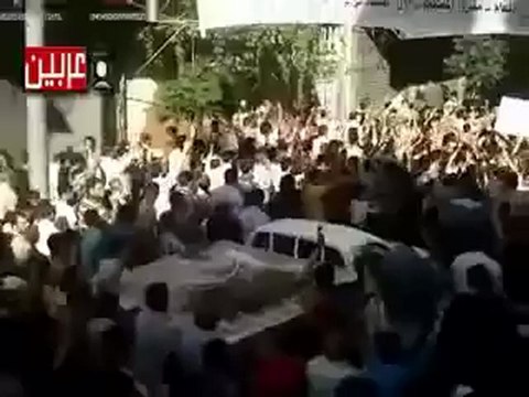 Syria فري برس عربين ريف دمشق تشييع أربع شهداء الشهيد المجاهد غياث الحلبي الشهيد المجاهد عمر عبد الكريم الجندلي الشهيد أحسان طبانة والرابع مج