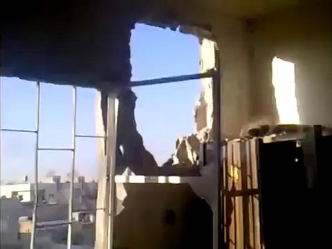 Syria فري برس حماه المحتلة جنوب الملعب تحول منزل الى خراب اثر القصف 20 6 2012 Hama