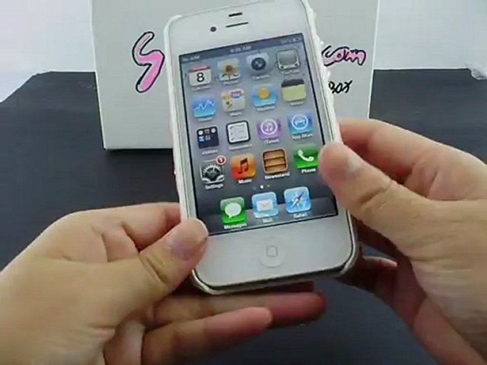 AFGA Diamond Bumper Cover Case for iPhone 4S White/Pink