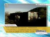 Un muerto y 12 heridos en volcamiento de autobús en la Lara-Zulia