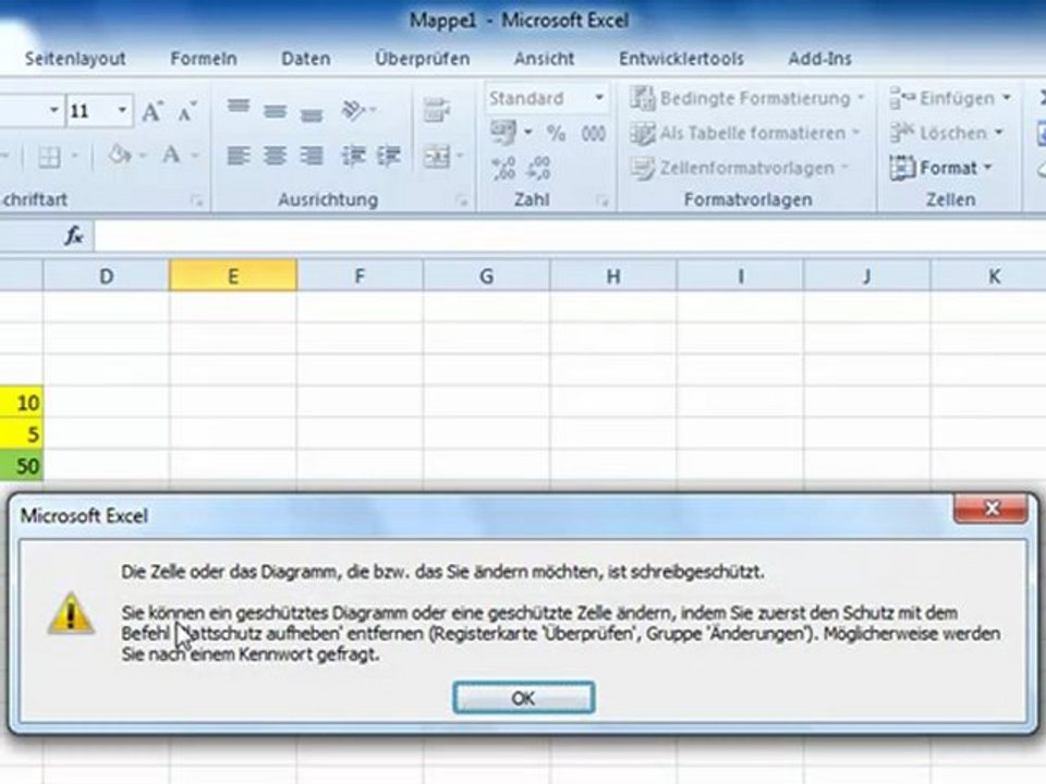 Excel 2010 - Blattschutz aktivieren