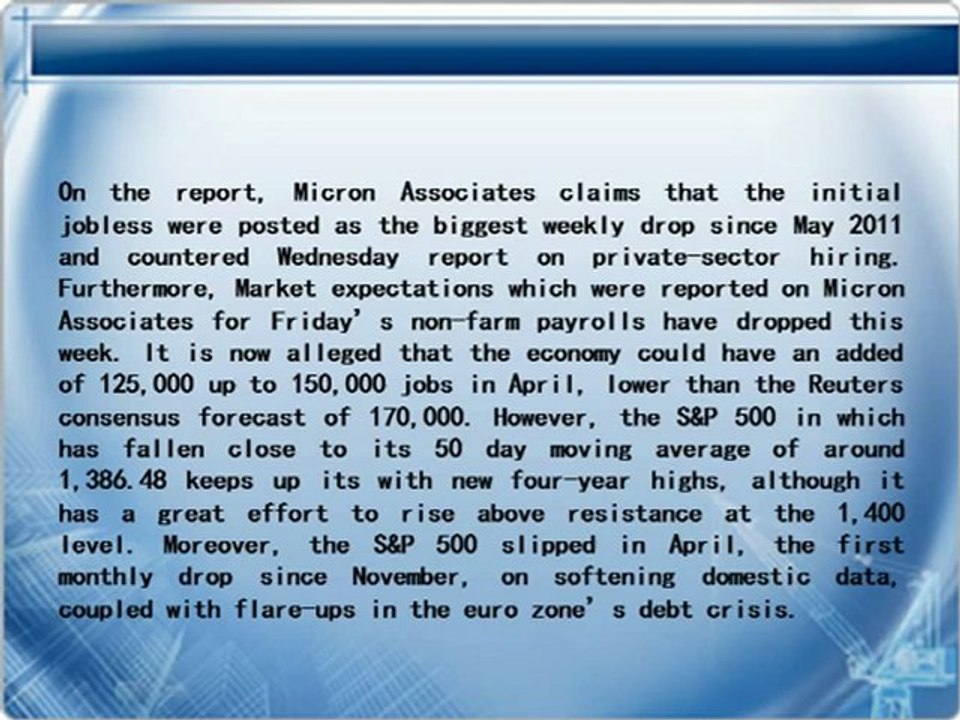 Micron Associates reports, advance gliding of jobs in Wall Street