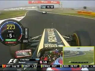 F1 2011 - R17 - Perez vs Petrov vs Di Resta battle onboard India