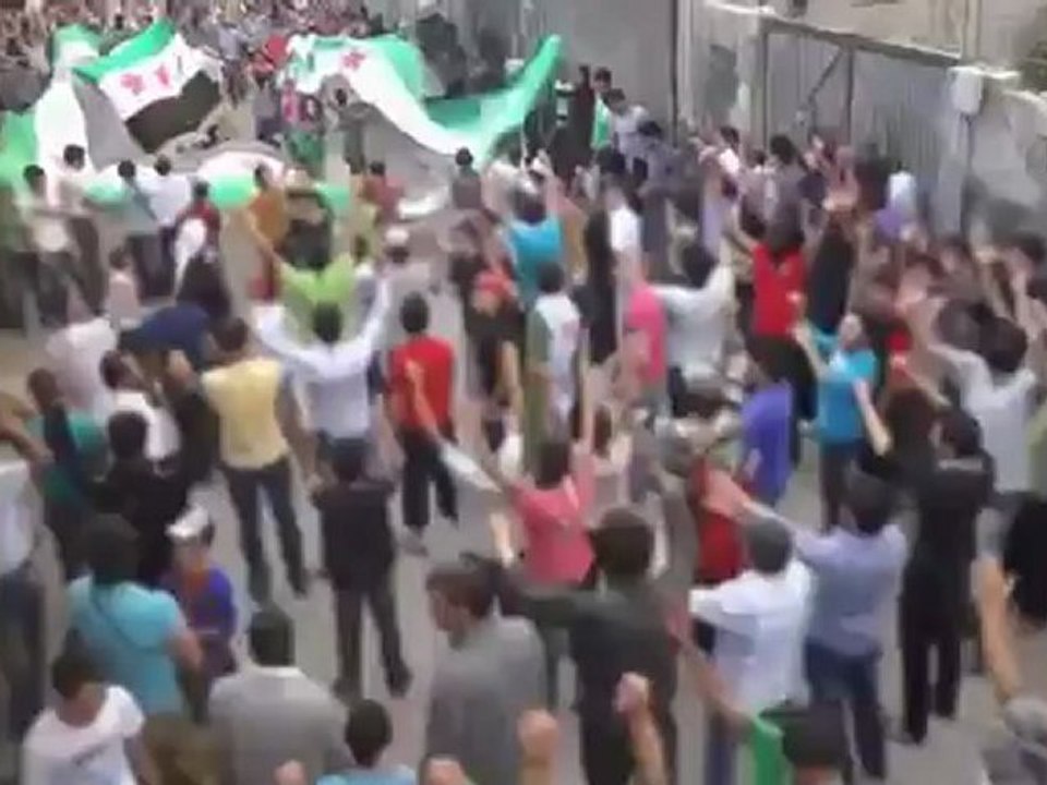 Syria فري برس دمشق كفرسوسة مظاهرة حاشدة بمشاركة أحرار البيادر 22 6 2012 Damascus