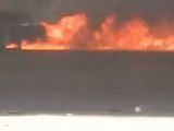 Syria فري برس ريف دمشق أثار القصف والحريق من الة القتل الأسدية دوما 22 6 2012 Damascus