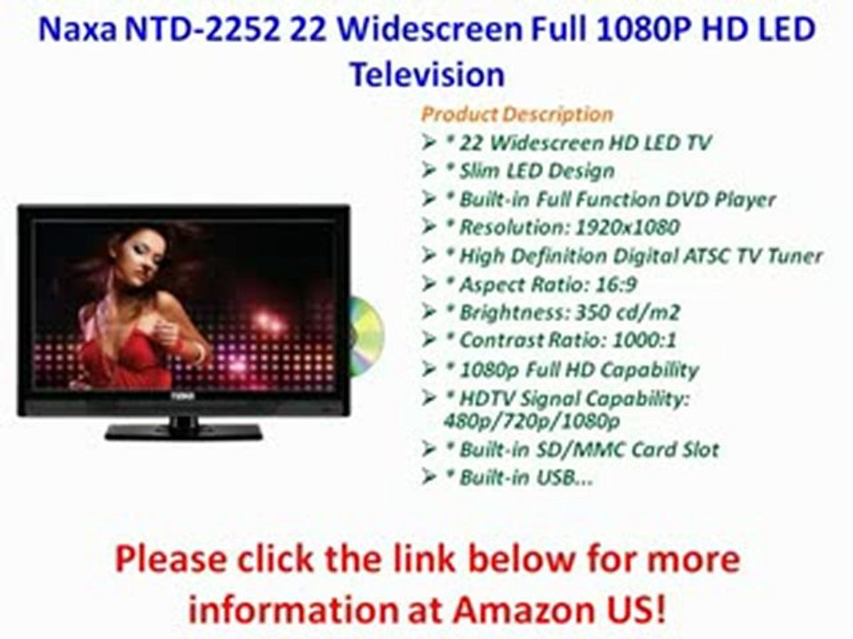 BEST BUY Naxa NTD-2252 22 Widescreen Full 1080P HD LED Television with Built-In Digital TV Tuner