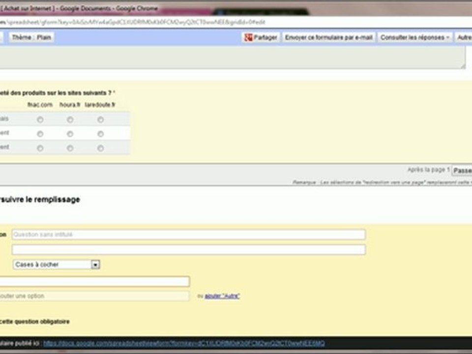 Formulaire Google Docs | Types de questions