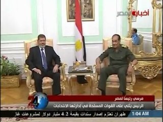 Egypt's new president meets military