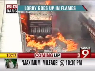 LORRY GOES UP IN FLAMES.