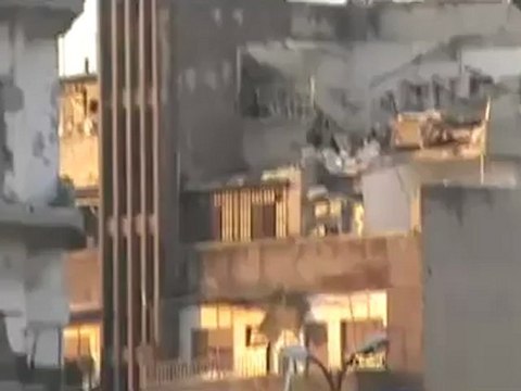 Syria فري برس حمص الدمار الشديد في القصور بجانب الكراج القديم 27 6 2012 Homs