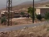 Syria فري برس  حماه المحتلة مقطع قوي يظهر الصواريخ التي ضربتها طائرة حربية على جبل شحشبو 27 6 2012 Hama